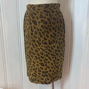 Vintage CACTUS Leopard Suede Wrap Skirt – 100% Leather | Size 12 (Fits Smaller)